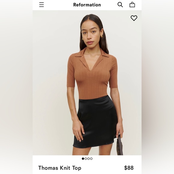 Reformation Thomas Knit Top in Mocha, Sz Small - Picture 5 of 5
